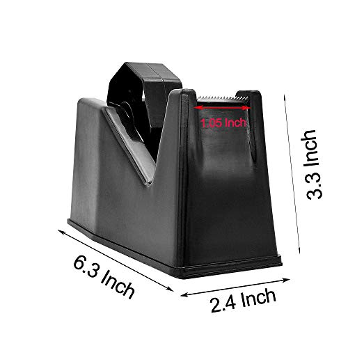 Tape Dispenser, Masking Tape Dispenser, Desk Heat Tape Dispenser 6.3 x 2.5 x 3.4 Inch, Holder Fits 1\" and 3\" Core (Black)