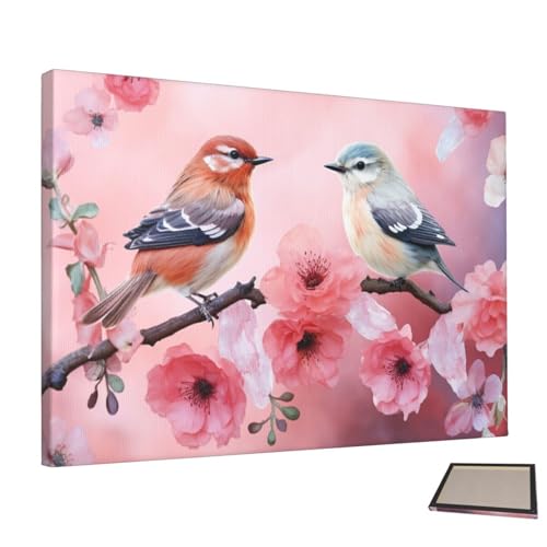 Peinture murale fleurs et oiseaux HCLYvexiria sur toile sans cadre pour salon