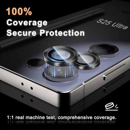 Image of Premium Camera Lens Protector Compatible For Samsung Galaxy S25 Ultra 5G (Black) Camera Lens Protector - 9H Tempered Glass, Military-Grade Anti-Scratch, Case-Friendly, Easy Install Frame