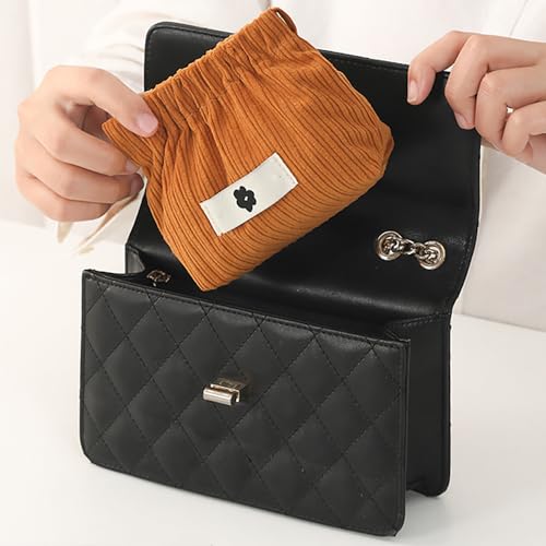 Image of honitty Corduroy elastic storage Organizer, portable travel makeup bag, ladies lipstick bag, large capacity wallet, jewelry small objects storage bag., 3-A