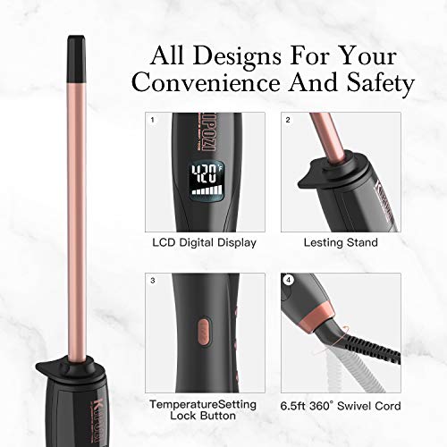 KIPOZI Thin Curling Wand, 3/10 Inch Small Curling Wand for Short & Long