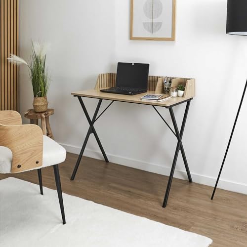 Bureau polyvalent noir et marron idéal pour le télétravail et les loisirs