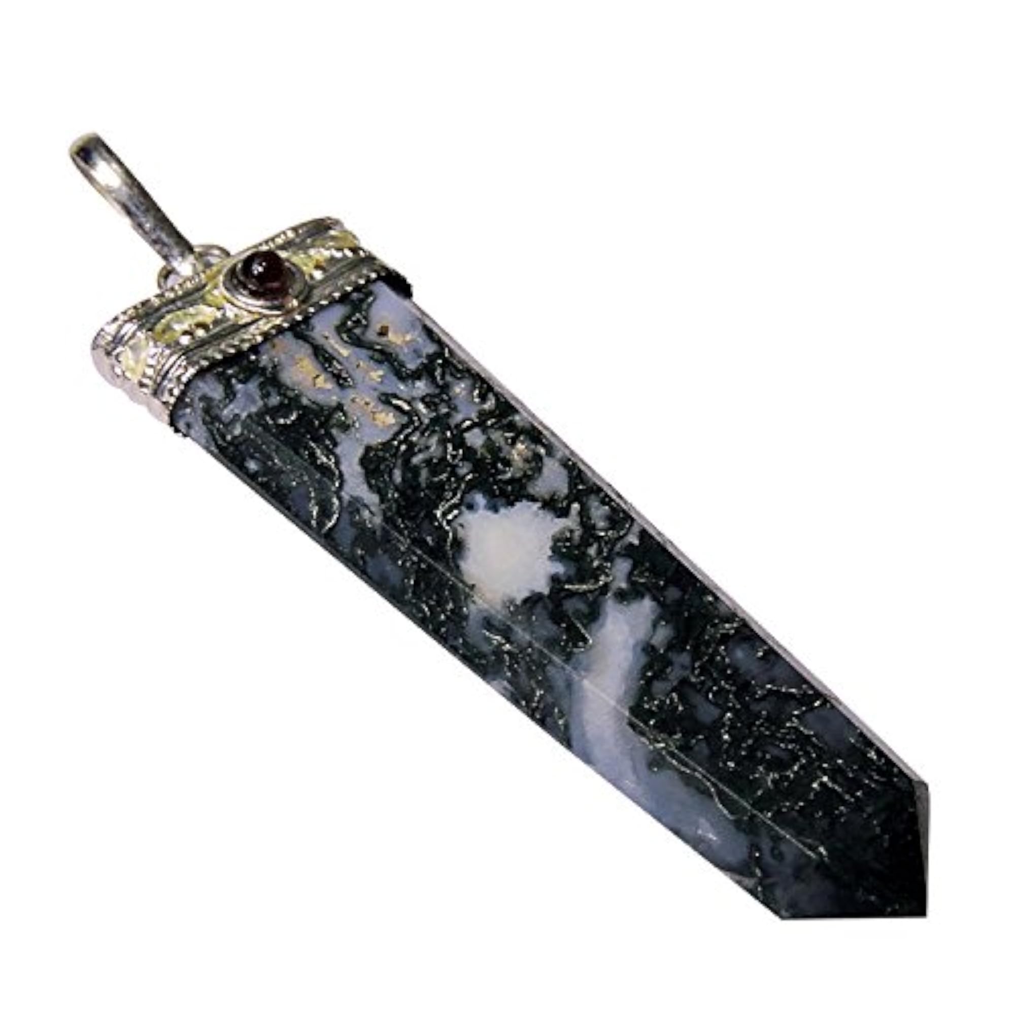 Natural Energized Moss Agate Flat Pendant, Pack of 1