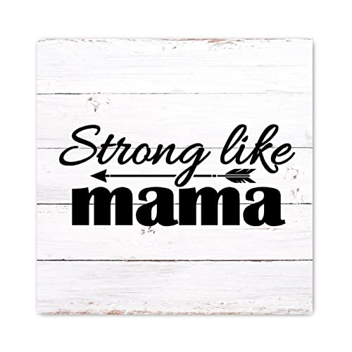 Panneau en bois Strong Like Mama pour décorer une cuisine lumineuse ou une buanderie moderne