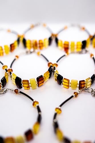 Generic Baltic Amber Bracelet for Women - Hand Made from Polished/Certified Baltic Amber Beads (Multi), NORMAL 8INCHES3