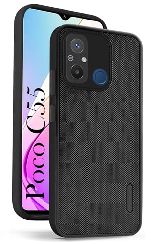 Image of Jkobi Back Cover Case for Poco C55 (Textured Grip Design | Camera Protection | Slim and Light Weight | Soft Touch and Feel | Black)