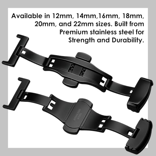 Image of DBLACK ''DSLCK3'' Butterfly Lock Stainless Steel Deployment Buckle Double Push Spring Clasp for Watch strap / / For 16mm, 18mm, 20mm, or 22mm Watch Bands (Choose Your Size & Color)