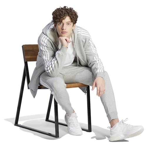 Image of adidas Essentials Men's Fleece 3-Stripes Full-Zip Hoodie Top with Hood