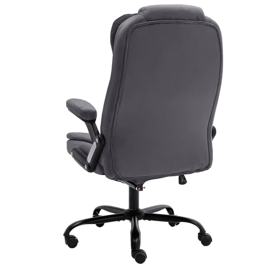 Sedia da ufficio massaggiante in velluto grigio scuro con funzione riscaldante, schienale con 4 punti di massaggio, regolabile in altezza, ergonomica, con ruote in nylon, ideale come sedia per