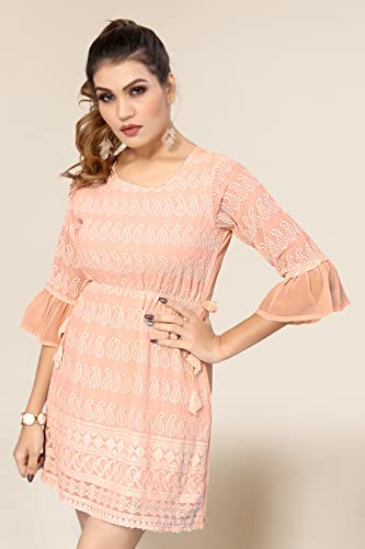 Image of Bee M Pee Designer Short Kurti Tops for Jeans for Women I Chikankari Rayon Cotton Long Kurta Kurti for Women I Stylish wear Kurti top for Girls