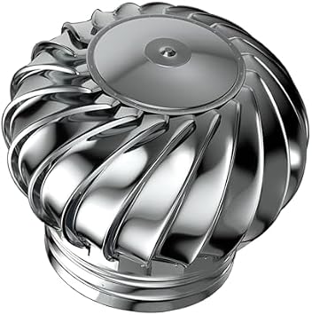 Vent Cover, 304 Stainless Steel, Ventilating Fan, Wind, Cap Vent Round, Dome Ventilator, Exhaust Hood Vent, Wind Turbines Air Vents, Whirlybird, 12-Inch Outdoor Exhaust Vent, for Ventilation
