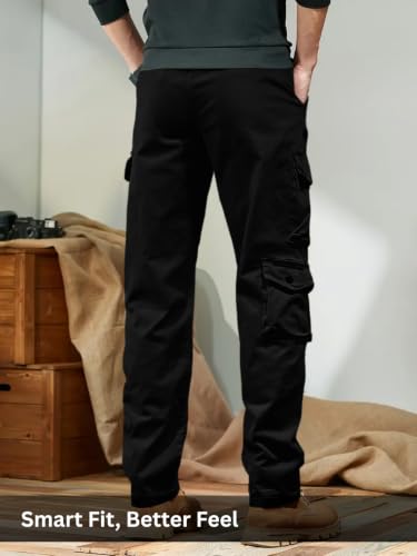 Image of Leriya Fashion Men's Cargo Pants | Multi Pocket Cotton Cargo Joggers for Men | Loose Fit Stylish Pant with Pockets | Casual Baggy Trousers & Streetwear Lower