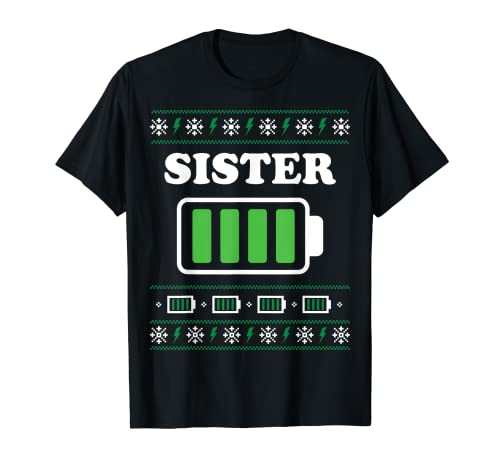 Family Matching Christmas Battery Funny Sister Christmas Camiseta