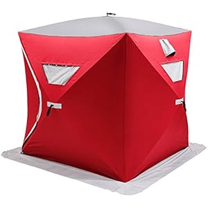 Morffa Ijsvistent voor 2/3/4/8 personen, 300d Oxford-weefsel, draagbare ijskarter, sterke waterdichte ijskarter voor buiten vissen, rood, 2 personen