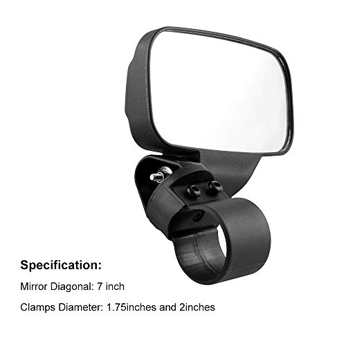 MKING UTV All Terrain Off-road Vehicle Motorcycle Refitted Rear-view Mirror, Wide Field of View Mirror, Applicable to Any UTV with 1.75\"or 2\" Round Pipe Roll Cage - Thumbnail 3