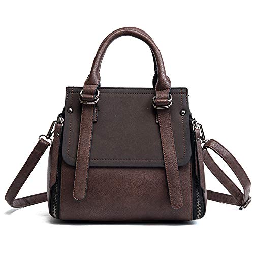 VBFFS Elegante Señora Bandolera Gran Capacidad Simple Ocio Precioso Cubo Bolso De Mano Mini Scrub Ultraligero Cuero En Forma De U Estilo Retro Niñas Satchel,Brown