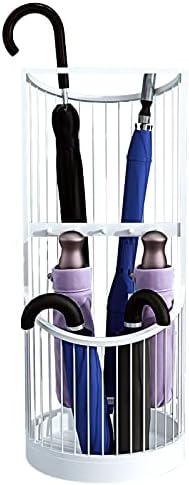 Versatile Umbrella Stand with 2 Shelves & 5 Hooks Drip Tray for Umbrellas & Toys Stylish Home & Hotel Space Saving Storage Solution