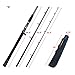 Portable Saltwater Offshore Heavy 3-Piece Travel Graphite Baitcasting Fishing Poles Casting Boat Jigging Trolling Conventional Rods with Rod Case Bag (20-50lbs,8' Heavy)