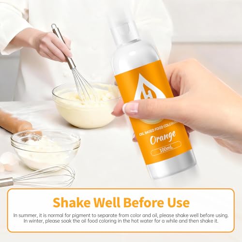Image of Orange Oil Based Food Coloring for Chocolate - Herbeklab 100ml Professional Concentrated Oil Food Dye for Candy Melts, Chocolate, Cake Pops, Strawberries & Baking
