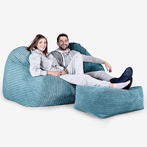 Lounge Pug, Riesen Sitzsack Couch, Sitzsack Sofa, Cord Türkis – Bild 3