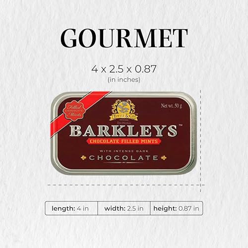 Barkleys Chocolate Breath Mints - Strong Peppermint Flavor with Dark Chocolate Filling-For Party, After Dinner, Wedding, Every Day Use-Vegan Mints In Reusable Classic Travel Tins-50-count, 1-Pack