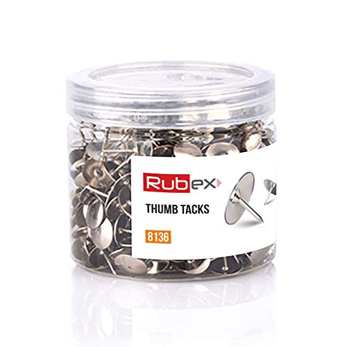 ThumTacks Rubex Push Pins Silver Metal Head Push Pins, Standard Thumb Tacks with Steel Point, Push Pins for Cork Boards for Walls, Poster Board or Pin Board, 500 Count