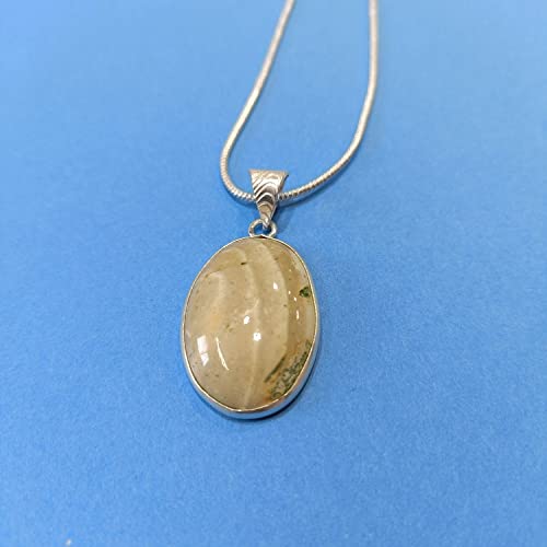 925 Sterling Silver Natural Oval Jasper Gemstone Pendant With 20Inch Chain2
