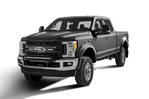 Bushwacker Pocket/Rivet Style Rear Fender Flares | 2-Piece Set, Black, Smooth Finish | 20106-02 | Fits 2017-2022 Ford F-250, F-350 Super Duty