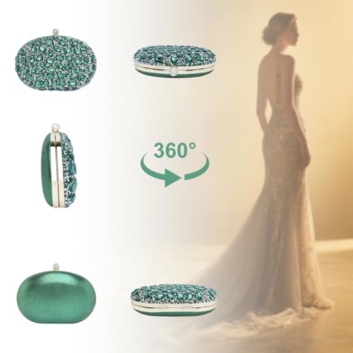 Image of Sparkling Crystal Diamond Women's Rhinestone Clutch Purse with Round Pearl Clasp