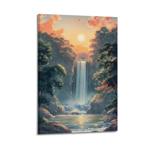 Poster cascade ensoleillée pour créer un salon zen et moderne de 50 x 75 cm