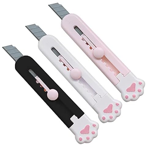 3 Pcs Mini Box Cutter Mini Safety Blade Box Opener Ceramic Blade Safety Cutter for Cartons Cardboard DIY Supplies Handmade Work Cover