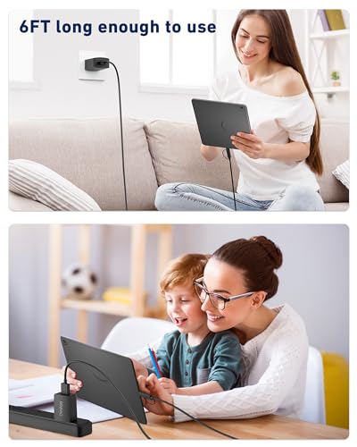 2in1 Tablet Charger Cord Replacement for All Amazons Kindle Fire HD 6 7 8 10, Kids E-Reader, Oasis Paperwhite, TV Stick, Android Micro USB Charging Cable with Type C Adapter