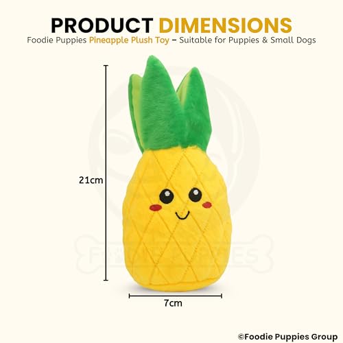 Image of Foodie Puppies Interactive Dog Squeaky Plush Toy - (Pineapple) | Durable Crinkle Papered, Cotton Stuffed Chew Toy for Teething, Cuddling, Playing and Training | for Small to Medium Dogs (Size: 21cm)