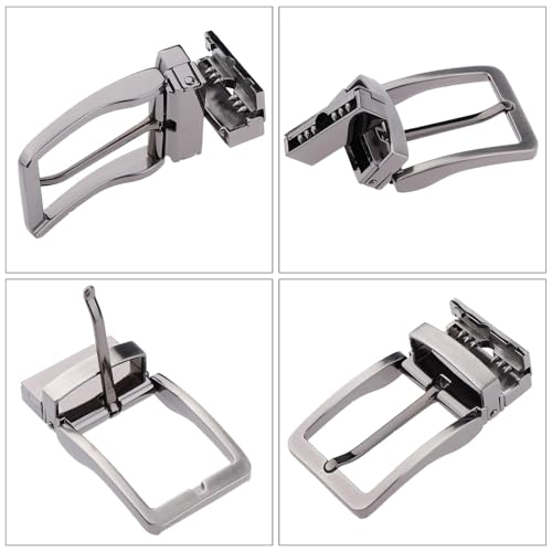 Bukela Men's Reversible Belt Buckle Single Prong Rectangular Metal Alloy Pin Buckle for Replacement and DIY Belts Stainless Steel
