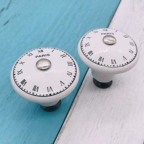Set 10 Ceramic Metal White Drawer Pulls Knobs Euro-style -