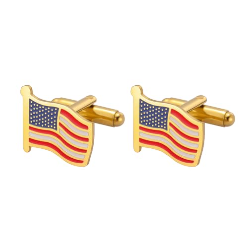 Mancuernillas para hombre bandera americana en acero inoxidable