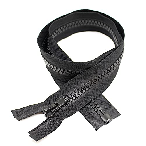 Yahoga 2Pcs #10 26 Inch Separating Jacket Zippers For Sewing Coat Jacket Winter Coat Black Tape Heavy Duty Zippers Large Molded Plastic Zippers Bulk (26" 2Pcs) #TOP5