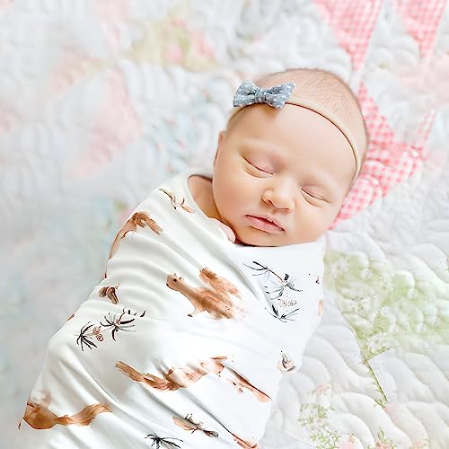 Image of GRSSDER Reversible Baby Blankets Super Soft Jersey Knit Swaddle Blanket for Baby Girls and Boys, Stretchy Breathable Receiving Blankets 34 x 44 Extra Large for Baby Swaddling
