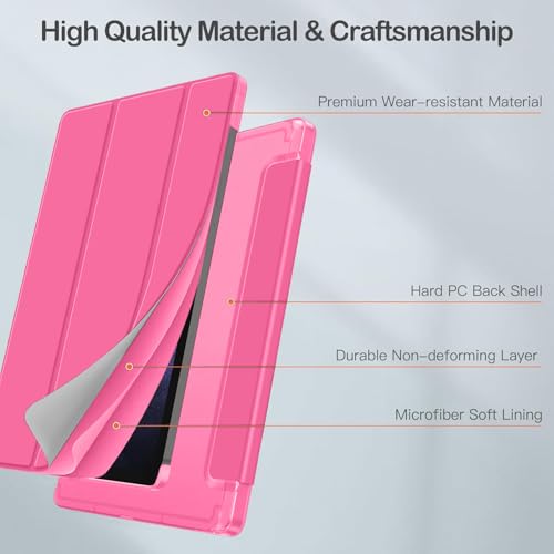 Image of MOCA Case for Samsung Galaxy Tab S10 Plus / S9 Plus 12.4-Inch, Translucent Back Tri-Fold Stand Cover, Supports S Pen Charging, Auto Wake /Sleep, Protective PU + PC Tablet Case (Watermelon)