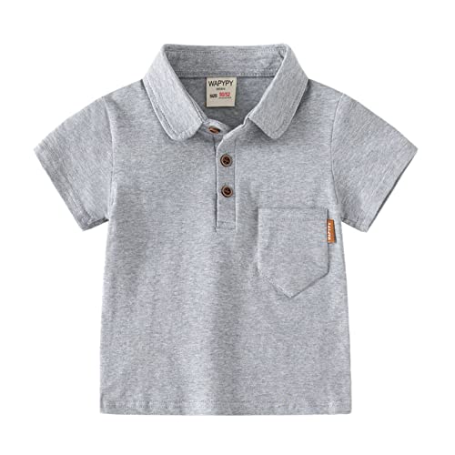 Toddler Baby Boys Polo Shirts Classic Short Sleeve Button Up T-Shirt Casual Tee Tops with one Pocket Summer Clothes