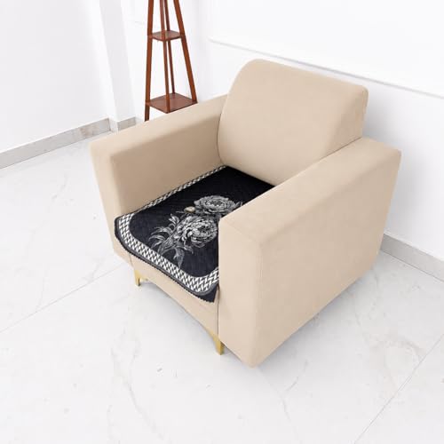 Image of Homerz 'Brooklyn Series' Premium Sofa Cover | Quilted Floral Design | Non-Slip Washable Sofa Protector | Soft Anti Slip Fabric (Ny Grey, 1 Seater, Only Seat Cover)