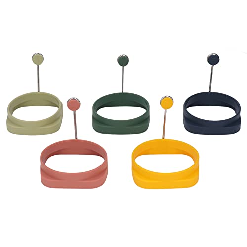 5 anillos de silicona para huevos, anillos antiadherentes para huevos, anillos para cocinar huevos, molde perfecto para huevos fritos o anillos para panqueques Cover