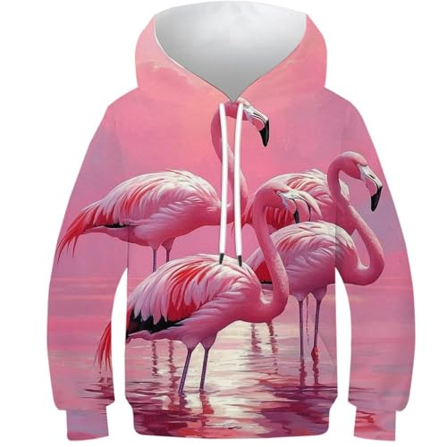 Sweat à Capuche Enfant Flamant Rose Idéal pour le Collège et les Sorties