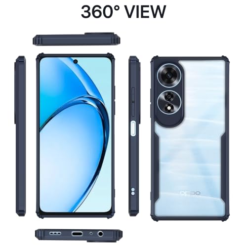Image of Pikkme Oppo A60 4G Back Cover | Crystal Clear Transparent Back | Ultra Hyrbid | Full Camera Protection | Raised Edge | Bumper Back Case (Blue)