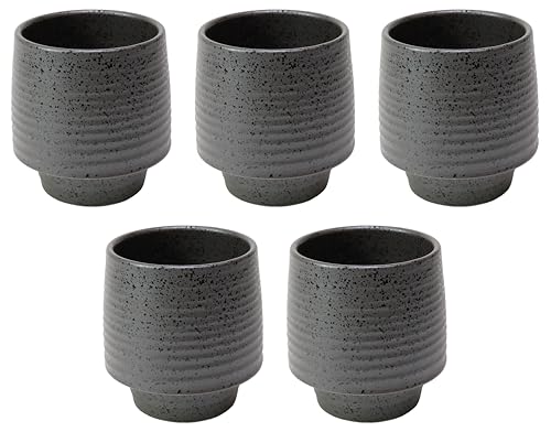 Set de 5 vasos de cerámica apilables 8 x 8.4 cm