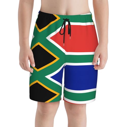 South Africa Flag Youth Beach Pants, Soft and Breathable, with Drawstring Waist, Suitable for Sports and Leisure.3