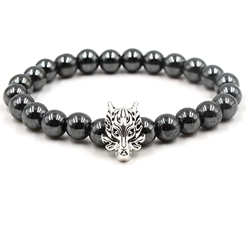 Bracelet perles hommes en agate 10mm lettre personnalisée