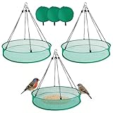 3PCS Bird Seed Catcher Tray 24 Inch Bird Seed Catcher Hanging Hoop Platform for Bird Feeders Includes S-Hooks, Adjustable Ropes & Portable Storage Pouch