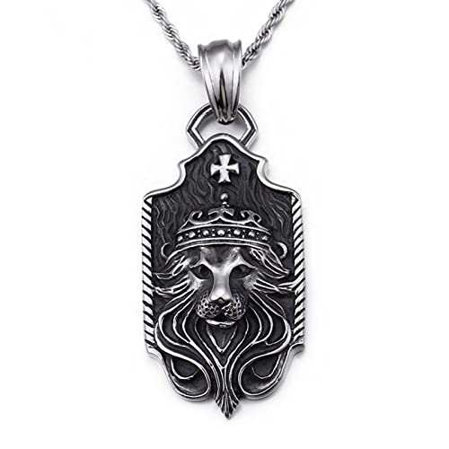 Le Roi Lion Bouclier Titane Acier Hommes Colliers pendentifs Unique pour Petit ami mâle Hip hop Rock Bijoux créativité Cadeau Cover