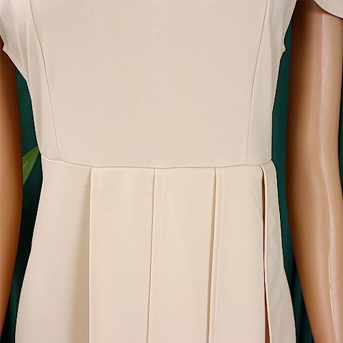 KELYWELL Women's Elegant Pleated Bodycon Dress Crewneck Short Cap Sleeve Formal Work Midi Pencil Dresses3